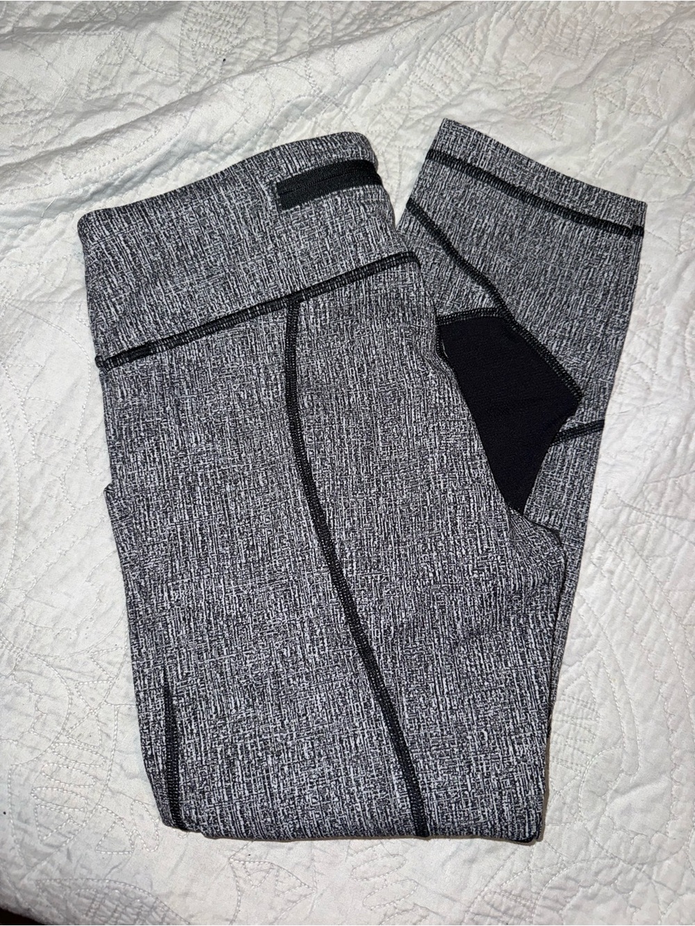 lululemon athletica Gray Heathered Leggings with Black Trim